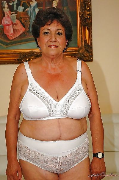 Fatty granny in lingerie..
